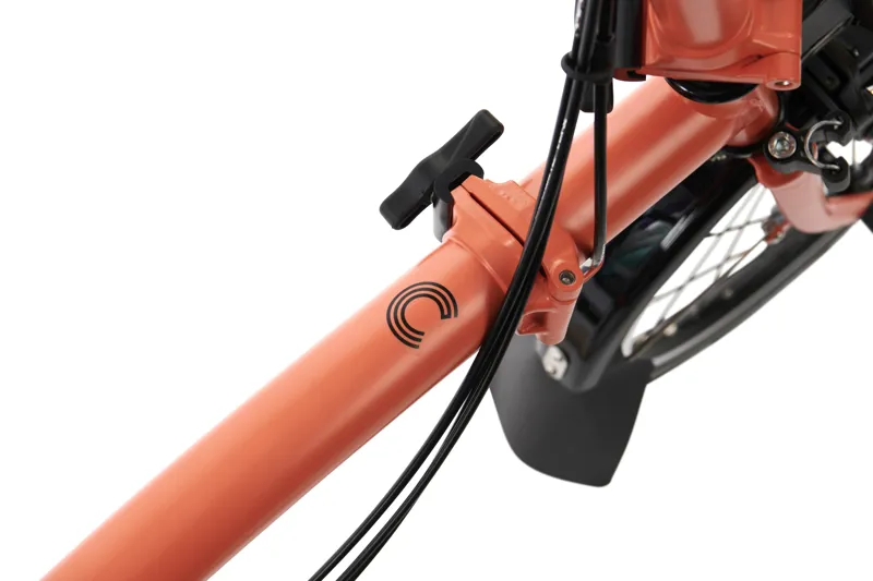 Brompton C Line Low Bar 6 Speed Bike with mudguards in Fire Coral-3